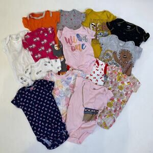15 Piece Bundle Baby Onesie Girls Pink Star Wars Boho Sz 3-6 Mo Short Sleeve